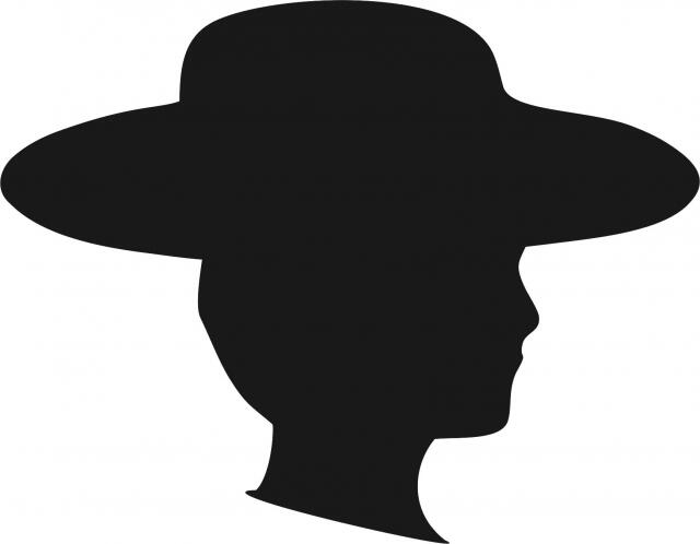Amish Boy Portrait Silhouette Laser Cut Appliques (Size: with FUSIBLE - 5.5"H, Direction: facing right)