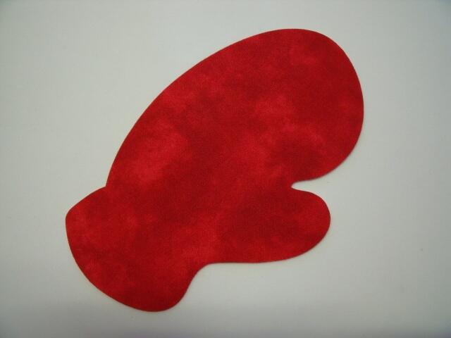 Christmas Mitten Laser Cut Appliques (Size: with FUSIBLE - 5"H, Color: Tonal - Red, Direction: Facing right)