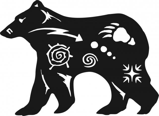 Bear Symbol Silhouette Laser Cut Appliques (Size: 10"W, Color: Black facing left)