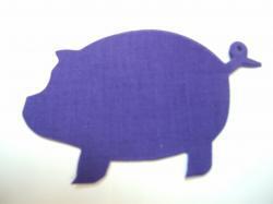 Pig Laser Cut Appliques (Size: 6"W, Color: Purple , Direction: Facing right)