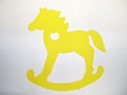 Rocking Horse Laser Cut Appliques (Size & Pricing: with FUSIBLE - 6"H, Color: Yellow , Direction: Facing right)