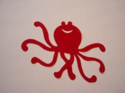 Octopus Laser Cut Appliques (Size: with FUSIBLE - 4"W, Color: Red )