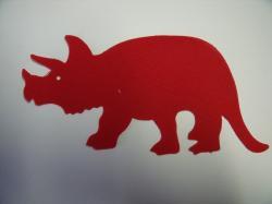 Dinosaur - Triceratops Laser Cut Appliques (Size: with FUSIBLE - 5"W, Color: Red , Direction: Facing right)