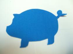 Pig Laser Cut Appliques (Size: 6"W, Color: Blue , Direction: Facing left)