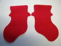 Baby Bootie Pair Laser Cut Appliques (Size: with FUSIBLE - 5"H, Color: Red )