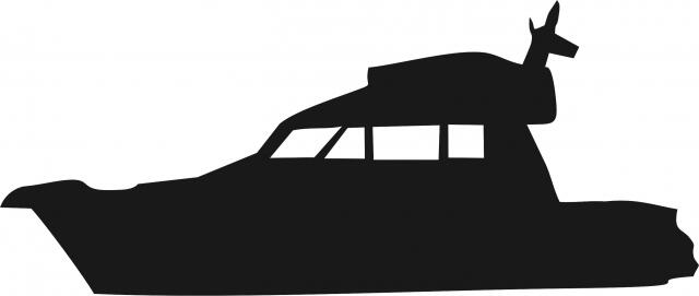 Cabin Cruiser Silhouette Laser Cut Appliques (Size: with FUSIBLE - 10"W, Direction: facing left)