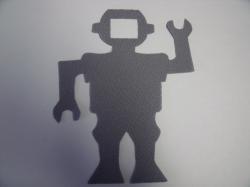 Robot Laser Cut Appliques (Size: 5"H, Color: Gray )