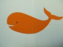 Whale Laser Cut Appliques (Size: 6"W, Color: Orange , Direction: Facing right)