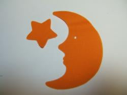 Moon & Star Laser Cut Appliques (Size: with FUSIBLE - 6"H, Color: Orange , Direction: Facing right)