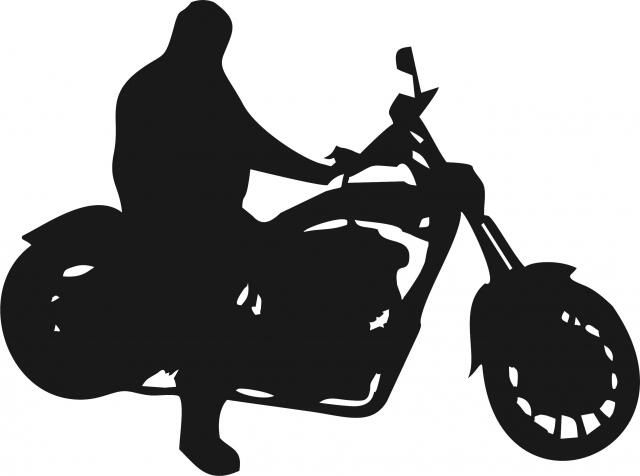 Motorcycle with Rider Silhouette Laser Cut Appliques (Size: 10"W, Direction: facing right)