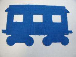 Train Passenger Car Laser Cut Appliques (Size: with FUSIBLE - 4"H, Color: Blue )