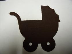 Baby Carriage Laser Cut Appliques (Size: with FUSIBLE - 4"W, Color: Brown , Direction: Facing right)
