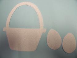 Easter Basket w/Eggs Laser Cut Appliques (Size: with FUSIBLE - 4"H, Color: Floral - White )