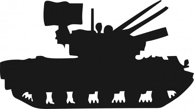 Tank - Bradley Silhouette Laser Cut Appliques (Size: with FUSIBLE - 10"W, Direction: guns facing right)