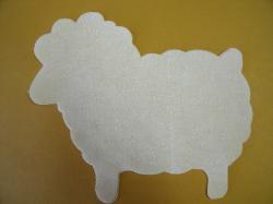 Lamb Laser Cut Appliques (Size: with FUSIBLE - 5"W, Color: Floral - White , Direction: Facing right)