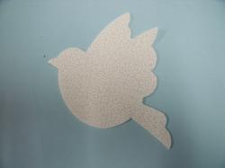 Bird Laser Cut Appliques (Size: with FUSIBLE - 4"H, Color: White , Direction: Facing left)