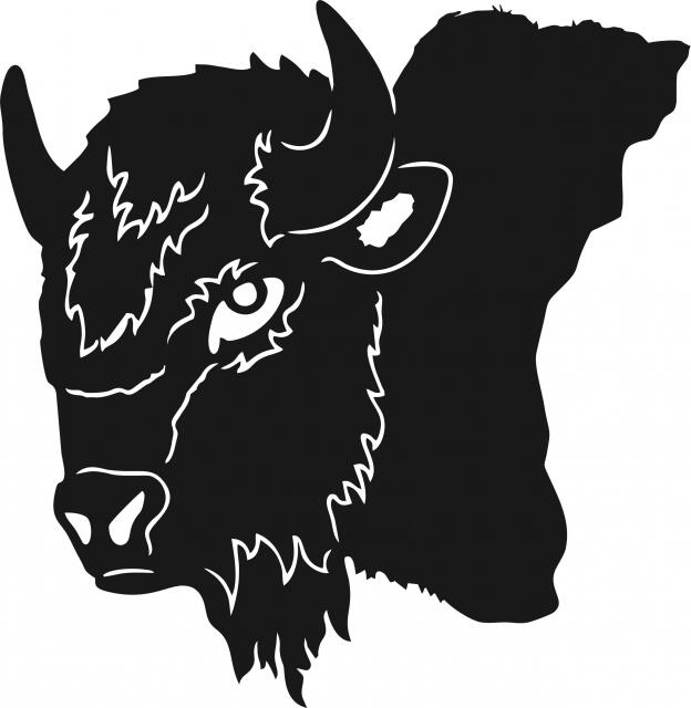 Buffalo Head Silhouette Laser Cut Appliques (Size: 9"H, Direction: facing left)