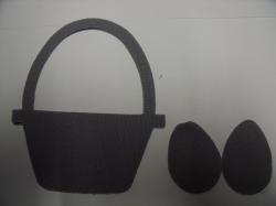 Easter Basket w/Eggs Laser Cut Appliques (Size: 4"H, Color: Gray)