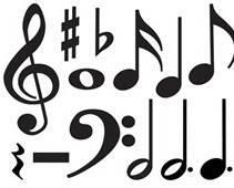 Musical Note Group of 13 Silhouette Die Cut Appliques (Size: 10"H, Color: Black)