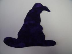 Witch's Hat Laser Cut Appliques (Size: with FUSIBLE - 6"W, Color: Tonal - Purple )
