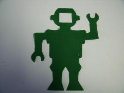 Robot Laser Cut Appliques (Size: with FUSIBLE - 5"H, Color: Green )