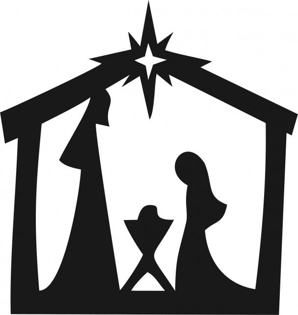Nativity Scene Silhouette Laser Cut (Size: 8"H, Color: Black)
