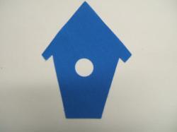 Birdhouse Laser Cut Appliques (Size: with FUSIBLE - 4"H, Color: Blue )