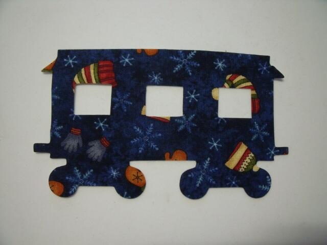 Christmas Train Passenger Car Laser Cut Appliques (Size: with FUSIBLE - 4"H, Color: Blue Hats & Mittens)