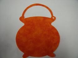 Cauldron w/Handle Laser Cut Appliques (Size: 5"W, Color: Tonal - Orange)