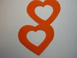 Double Nested Heart Laser Cut Appliques (Size: with FUSIBLE - 6"H, Color: Orange )