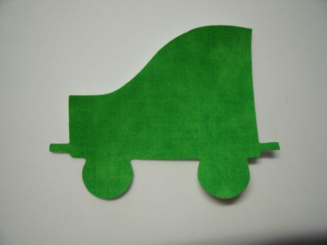 Christmas Train Coal Car Laser Cut Appliques (Size: with FUSIBLE - 5"H, Color: Tonal - Green, Direction: Facing left)