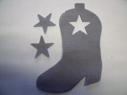 Cowboy Boot Laser Cut Appliques (Size: 4"H, Color: Gray , Direction: Facing left)
