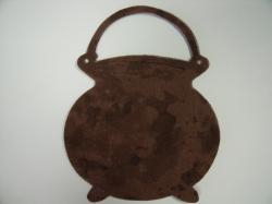 Cauldron w/Handle Laser Cut Appliques (Size: 6"W, Color: Tonal - Brown )