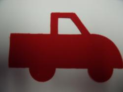 Truck Laser Cut Appliques (Size: WITH Backing - 4"W, Color: Red , Direction: Facing right)
