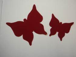 Butterfly Set Laser Cut Appliques (Size: 1 Small & 1 Large, Color: Red )