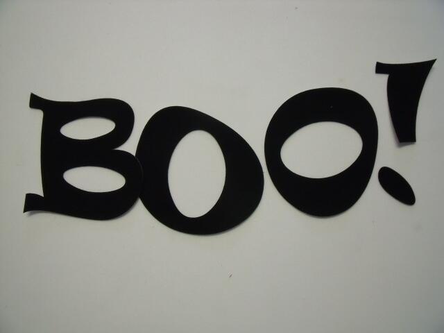 Halloween BOO! Letters Ravie Design Laser Cut Appliques (Size: with FUSIBLE - 4"H , Color: Black )