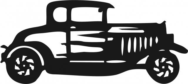 Antique Vintage Street Rod Silhouette Laser Cut Appliques (Size: 9"W, Direction: facing right)