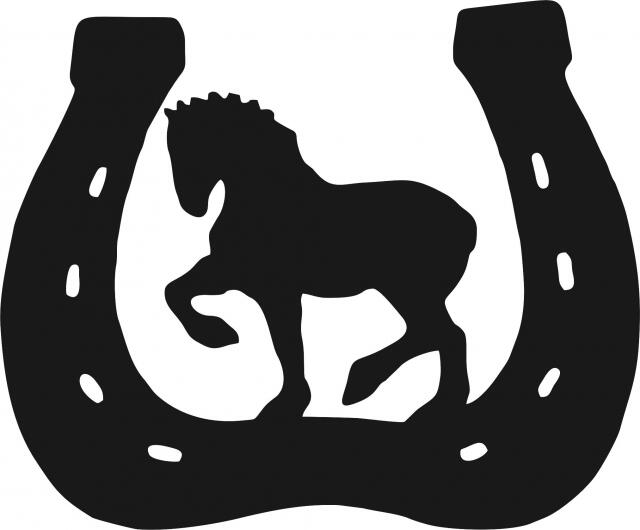 Draft Horse in Horseshoe Silhouettes Laser Cut Appliques (Size: with FUSIBLE - 8"H, Direction: facing left)