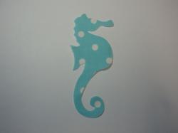 Seahorse Laser Cut Appliques (Size: with FUSIBLE - 5"H , Color: Tonal - Blue, Direction: Facing right)