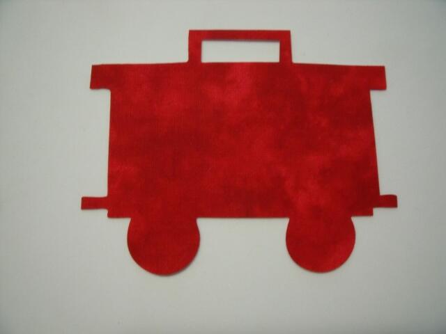 Christmas Train Caboose Laser Cut Appliques (Size: with FUSIBLE - 4"H, Color: Tonal - Red)