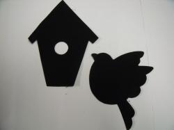 Bird with Birdhouse Set Laser Cut Applique (Size: 4"H, Color: Black )