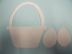Easter Basket w/Eggs Laser Cut Appliques (Size: with FUSIBLE - 5"H, Color: White )