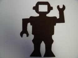 Robot Laser Cut Appliques (Size: 4"H, Color: Brown )