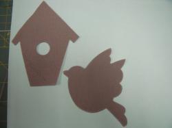 Bird with Birdhouse Set Laser Cut Applique (Size: with FUSIBLE - 6"H, Color: Gray )