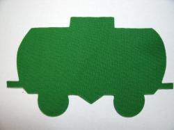 Christmas Train Tank Car Laser Cut Appliques (Size: with FUSIBLE - 4"H, Color: Green )