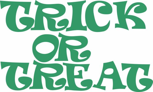 TRICK OR TREAT Letters Ravie Design Laser Cut Appliques (Size: 3"H - , Color: Green)