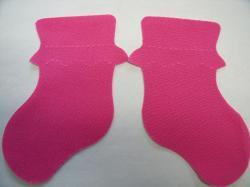 Baby Bootie Pair Laser Cut Appliques (Size: 6"H, Color: Hot Pink )