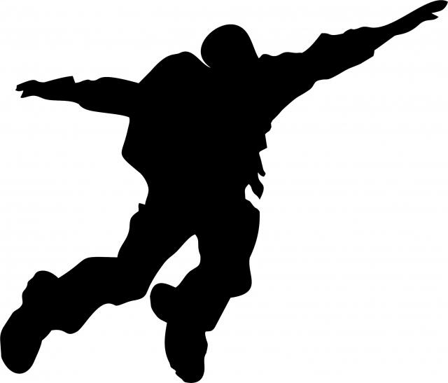 Paratrooper Silhouettes Laser Cut Appliques (Size: with FUSIBLE - 9"W, Direction: facing right)