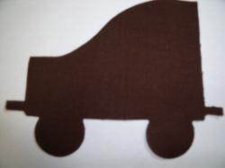 Train Coal Car Laser Cut Appliques (Size: 5"H, Color: Brown , Direction: Facing right)