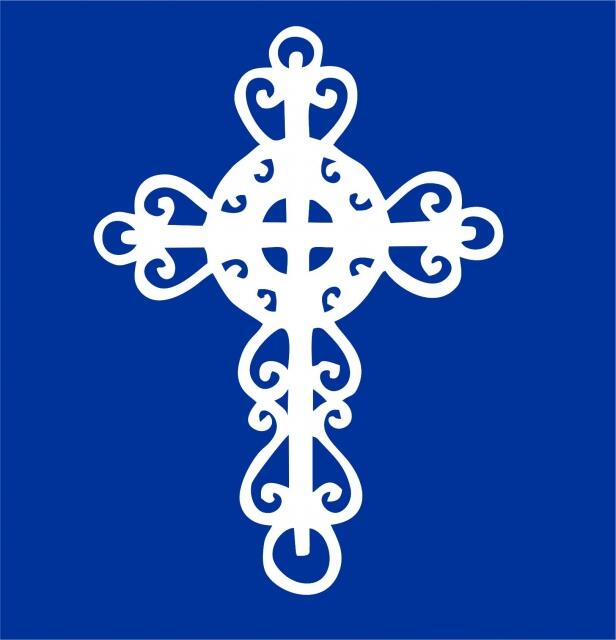 Cross #6 Silhouette Laser Cut Appliques (Size: 10"H, Color: White)